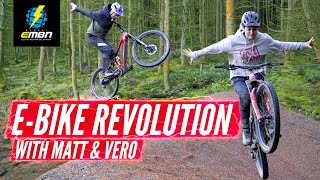 Matt Jones amp Veronique Sandlers First E Bike Ride  EMTB Shredding At Revolution Bike Park [upl. by Thorley]