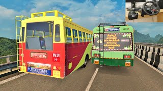 TNSTC Express bus vs KSRTC Fast passenger bus race at flyover  Logitech G29 steering wheel gameplay [upl. by Sibley]