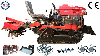 Wholesale of Mini Crawler Rotary Tiller with 5 Free Farming Tools [upl. by Kingsley]