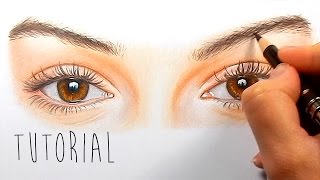 Tutorial  How to draw color realistic eyes with colored pencils  step by step  Emmy Kalia [upl. by Leiso657]