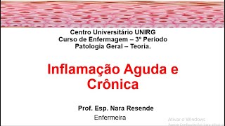 PATOLOGIA GERAL INFLAMAÇÃO AGUDA E CRÔNICA  Enfermagem UNIRG [upl. by Dodds208]