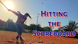 Hitting Softballs off the Scoreboard [upl. by Murat]