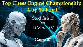 Stockfish 17 vs LC Zero 031  TCEC Cup 14 Final  Game 07 [upl. by Nylteak891]