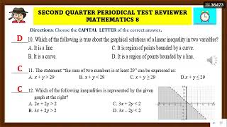 GRADE 8 MATHEMATICS👉Second Periodical Test Reviewer Multiple Choice [upl. by Bravin244]