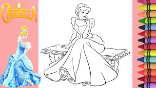 Cinderella Sitting on bench Cinderella Coloring Book Page Disney Princess Cinderella [upl. by Inalak31]