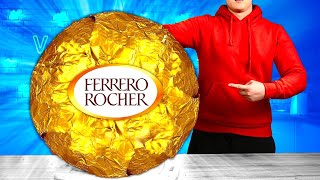 Giant Ferrero Rocher  How To Make The World’s Largest DIY Ferrero Rocher by VANZAI COOKING [upl. by Eerrehs]