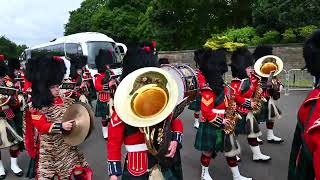 The Royal Regiment of Scotland march into Holyrood Palace to welcome the King and Queen [upl. by Niro]