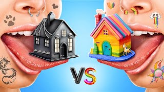 TANTANGAN RUMAH SATU WARNA Cewek Pelangi vs Cewek Gotik [upl. by Herwig674]