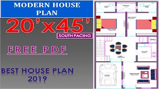 20x45 South Facing House Plan with Parking ll plan 2bhk llघर का नक्शा 20x45llhousedesign [upl. by Hessler]