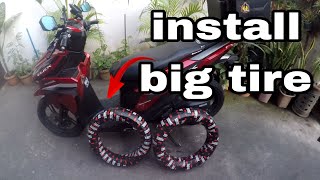 install big tire honda click  ang pogi nya  Honda Click 125i V3  bigtire beasttire [upl. by Farlie65]