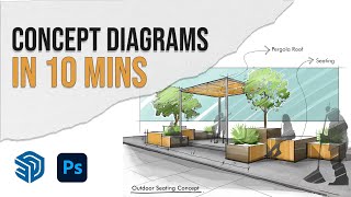 Create Architectural Concept Illustrations QUICK amp EASY  Sketchup  Photoshop [upl. by Kciwdahc]