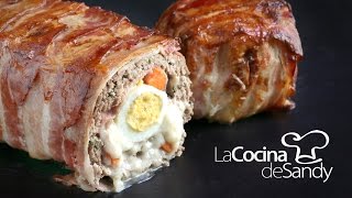 Pan de Carne con Bacon Mozzarella Zanahoria y Huevo en Recetas Faciles [upl. by Ihtraa]