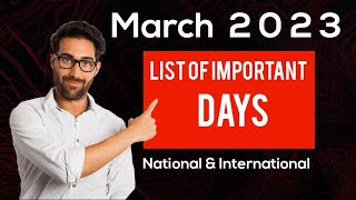 March 2023 Full List of important National and International Days  Special days in March 2023 [upl. by Tnarg]