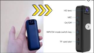 WiFi Mini Wearable Camera 1500mah Battery Rechargeable Portable Camera Wifi Small Camera Wireless [upl. by Maybelle]