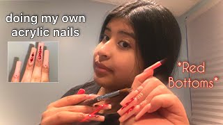 DOING MY OWN ACRYLIC NAILS  watch me work as a beginner [upl. by Daiz]