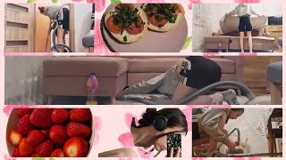 Daily vlog 🍓🧹💦🥰  vacuuming dinner desserts [upl. by Melton516]