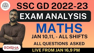 SSC GD 2022 MATHS EXAM ANALYSIS JAN 1011 All Shift Question asked Live  9pm Jan 16 sscgd2022 [upl. by Treb]