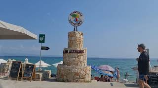 Busy Beach Town Polychrono Halkidiki Greece [upl. by Einnep]