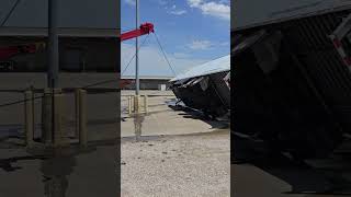 Uprighting a dry van trailer with catch line [upl. by Fishback]