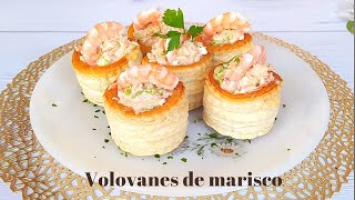 VOLOVANES RELLENOS de CÓCTEL de MARISCO un aperitivo ideal fácil y muy rico [upl. by Atikahc7]