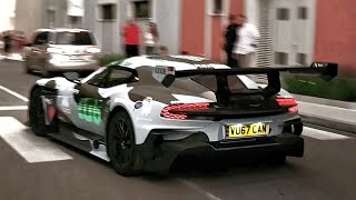 Aston Martin Vulcan 70 V12  Crazy Gearbox Start Up Revs amp Engine Sounds Gumball3000 [upl. by Socram]