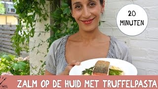 Snel recept Zalm op de huid met truffel pasta en asperges [upl. by Katzir]