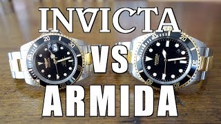 Automatic Dive Watch Duel Invicta Pro Diver 8927OB vs Armida A2 Black Two Tone  Perth WAtch 140 [upl. by Jacqueline]