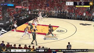 NBA 2K25 1st Playoff East 1R G2 Milwaukee Bucks at Miami Heat Giannis 20pts [upl. by Toth]