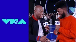 Khalid Talks w Charlamagne Tha God on the VMA Red Carpet  2017 VMA PreShow MTV [upl. by Aiksa]