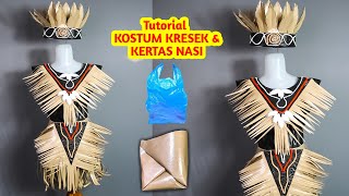 Cara membuat baju costum karnaval 17 agustus dari kresek dengan kertas nasi adat unik sederhana [upl. by Dihgirb976]