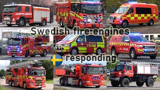 🚒 Brandbilar på utryckning – Fire engines responding in Sweden [upl. by Okika]