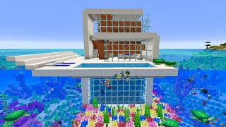 MODERNES WASSER HAUS BAU CHALLENGE in Minecraft [upl. by Sanyu]