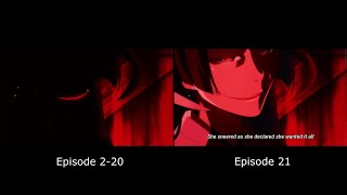 Higurashi Gou OP Comparison Episode 2 vs 21 [upl. by Ranie]