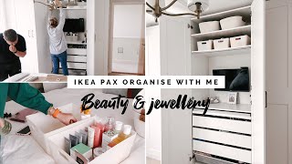 ORGANISE MY IKEA PAX KOMPLEMENT PULL OUT JEWELLERY TRAY WITH ME amp MY BEAUTY PRODUCTS  SKIN  ME AD [upl. by Harac]