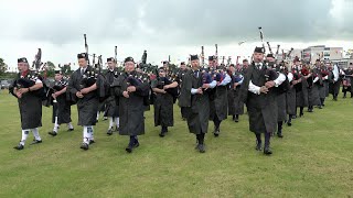 Scotland the Brave set by the massed pipe bands for the opening of 2023 Stonehaven Highland Games [upl. by Averat753]