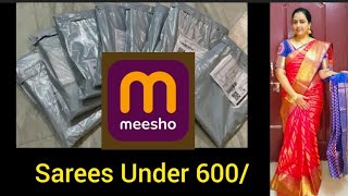 Meesho లో ఇమిటేటెడ్ పట్టు sarees  meesho festival saree haul [upl. by Oibaf]