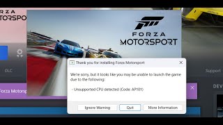 Fix Forza Motorsport Error Code AP101 Unsupported CPU Detected [upl. by Maxim]