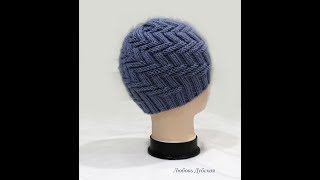 Шапка для любимого Мастер класс Mens knitted hat Master Class [upl. by Gizela104]