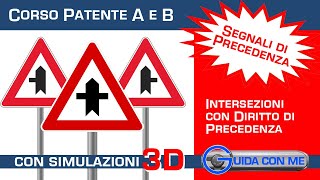 Segnali di precedenza Intersezioni con diritto di precedenza  Teoria patente B [upl. by Idnod]