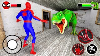 Playing as SpiderMan Family Vs Dinosaur Trex in Granny House [upl. by Einallem]