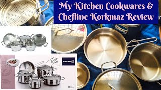 Heavy bottom Stainless steel Cookware  My kitchen Cookware Review  Korkmaz Chefline Cookwares [upl. by Meris]