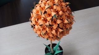 3D origami  flower ball  lily  iris  how to make [upl. by Mariele]