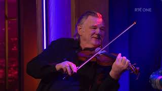 Brendan Gleeson playing the fiddle w Hughes Pub musicians on the Late Late Show Febraury 23 2024 [upl. by Neau8]