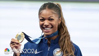 Gabby Thomas couldnt stop smiling during the medal ceremony and anthem  Paris Olympics [upl. by Storm]