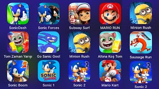 Sonic DashSonic ForcesSubway SurfTom gold runMario KartMinion Rush [upl. by Baudoin]