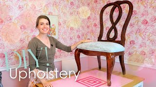 How To Reupholster a Dining Chair  Detailed Tutorial [upl. by Marcela]