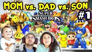 Lets Play Super Smash Bros 4 WiiU  Mom vs Dad vs Chase BATTLE MODE FINALLY Amiibo [upl. by Etnuahs]