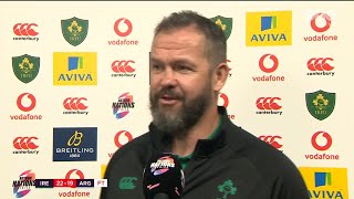 Andy Farrell on Irelands 2219 win over Argentina [upl. by Anenahs]