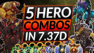 5 HERO COMBOS IN PATCH 737d  The Best LANE and GAME Combos  Dota 2 Meta Guida [upl. by Aneeres]