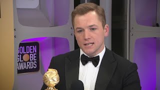 Taron Egerton Reveals Which Rocketman Costume He Got To Keep  Golden Globes 2020 [upl. by Sixel272]